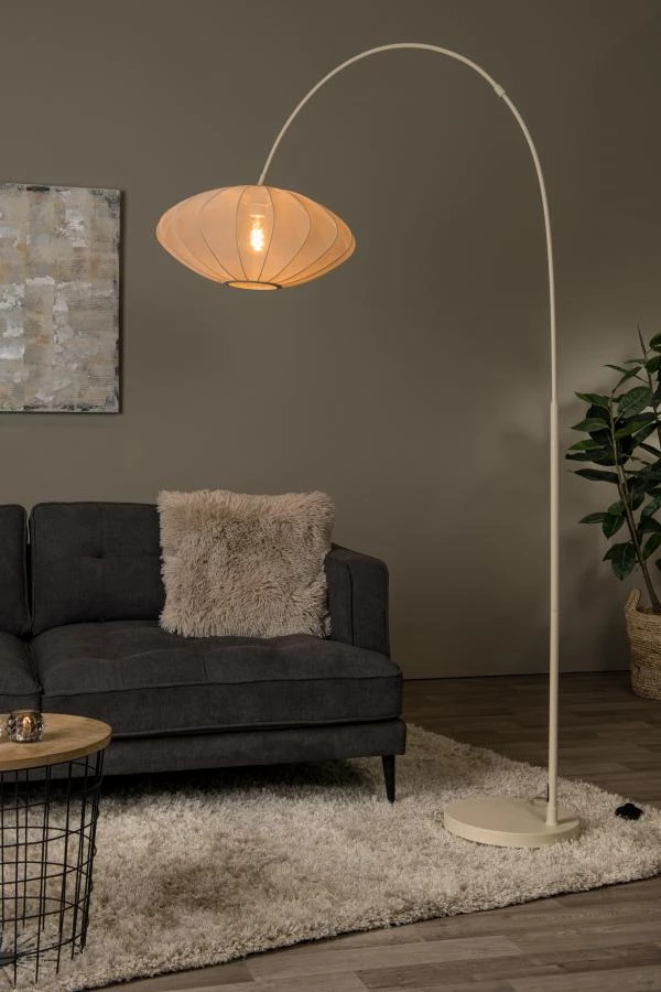 Lucide CORINA - Arc floor lamp - 1xE27 - Cream - atmosphere 1